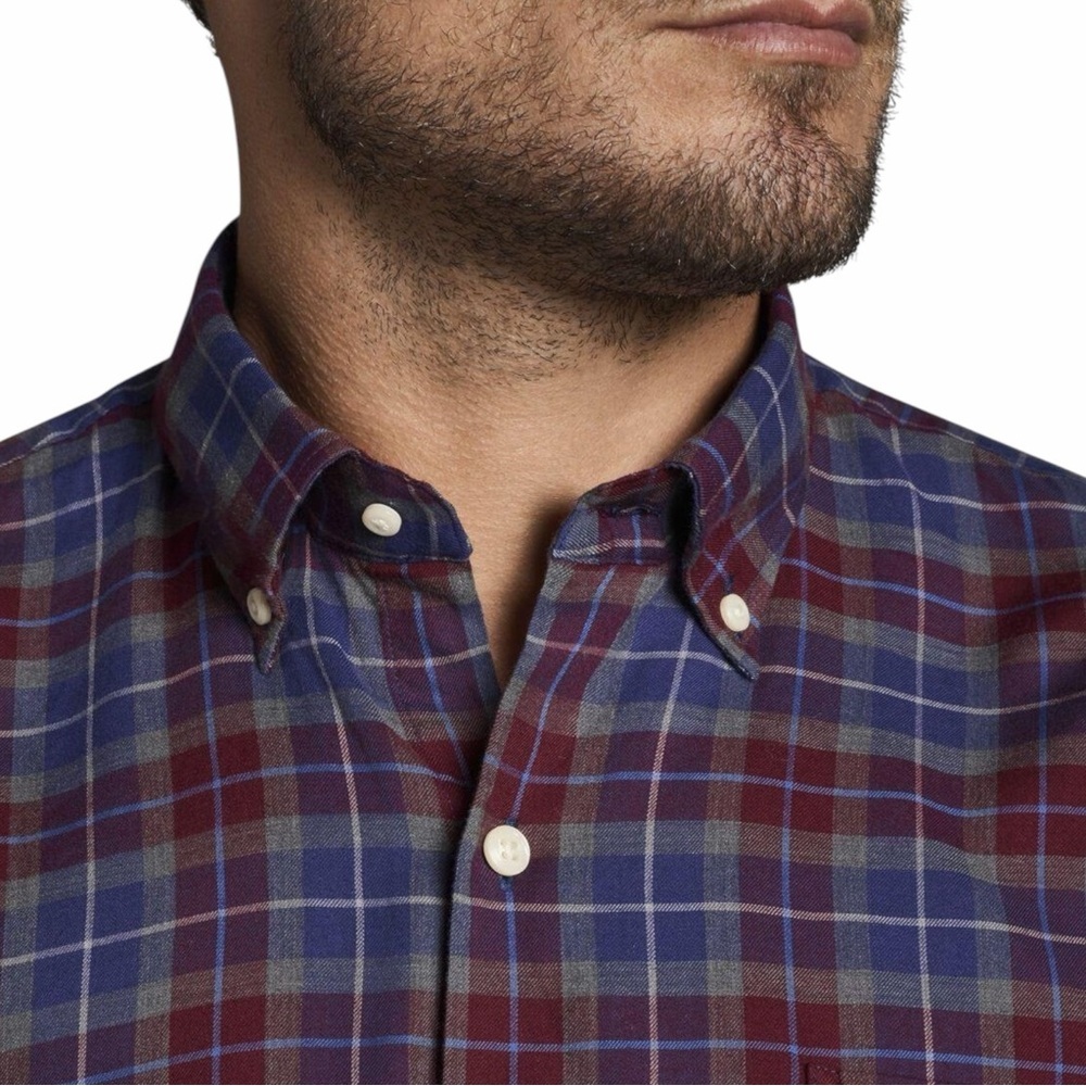 PETER MILLAR ✘ Autumn Soft Beaumont Cotton Sport Button Shirt Red Blue Plaid XL - Picture 3 of 13